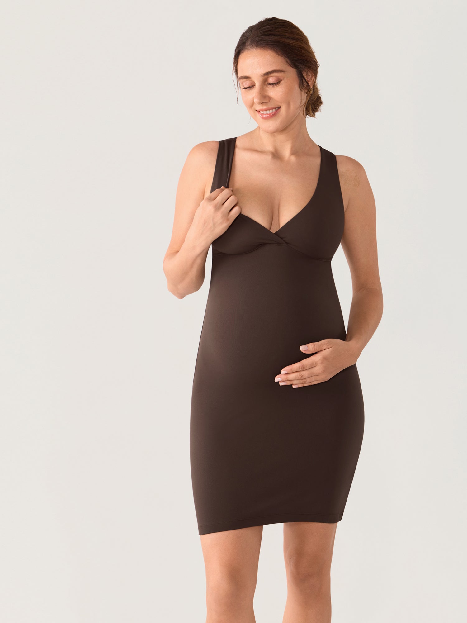 Ava | Elegant Soft Crossover Maternity Dress for Nursing and Baby Showers 8