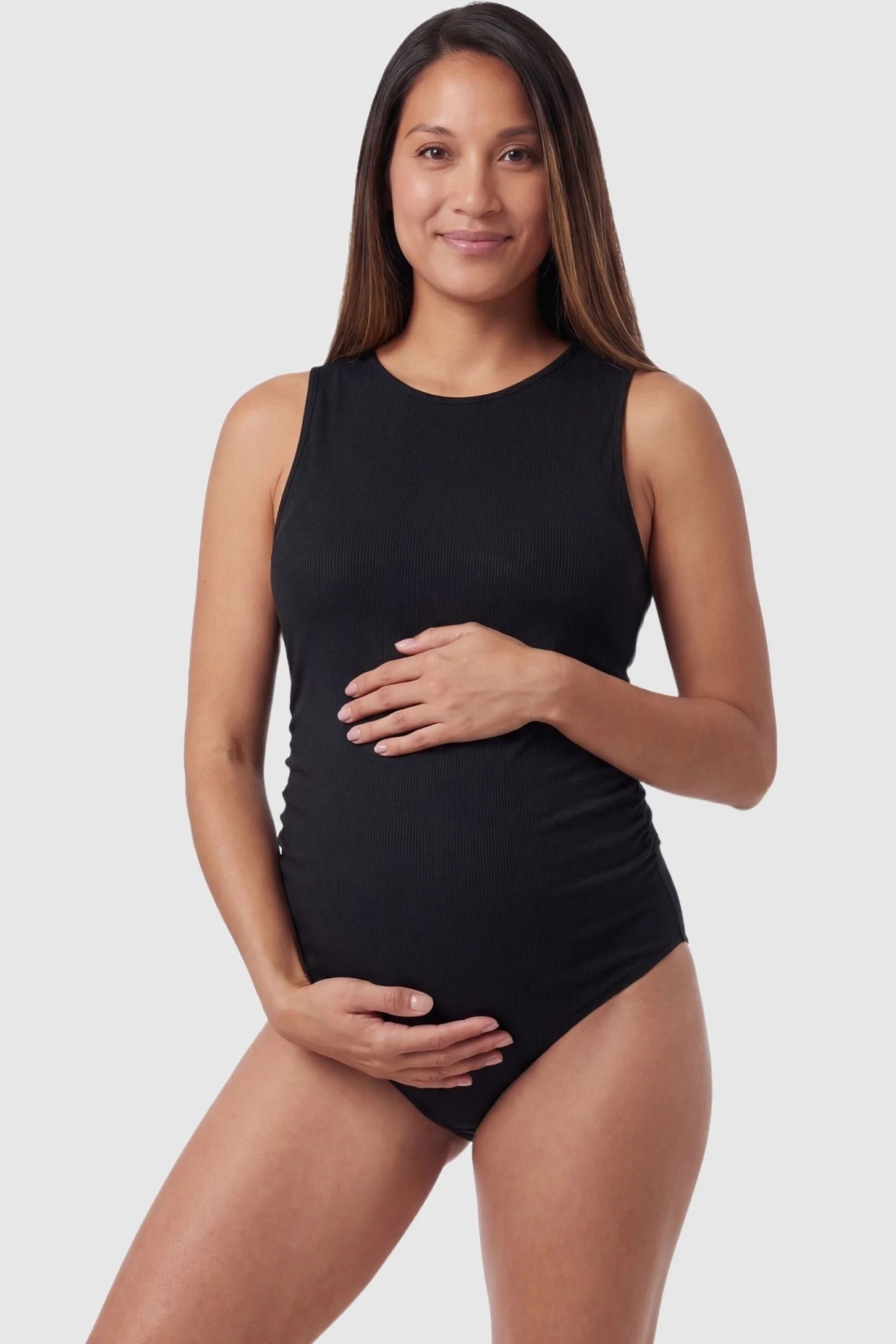 Ava | Stylish Ribbed Tie-Back Maternity Swimsuit 0