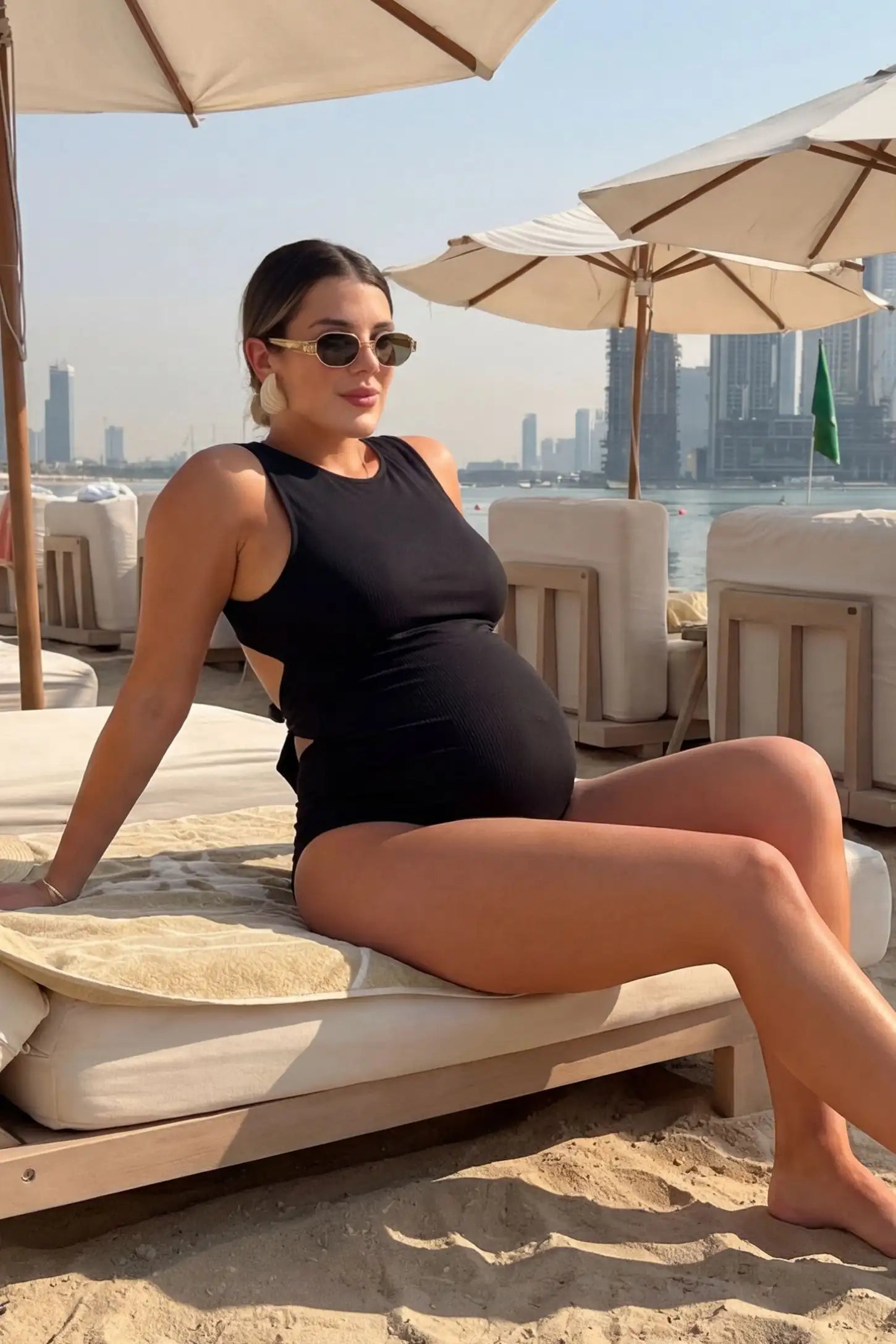 Ava | Stylish Ribbed Tie-Back Maternity Swimsuit 1