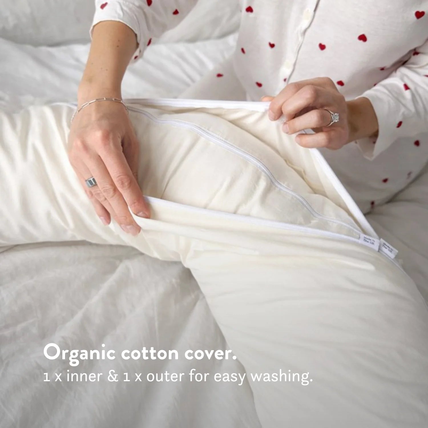 Coco Women's Best Pregnancy Pillow | Organic Cotton & British Wool, C-Shape Support 2