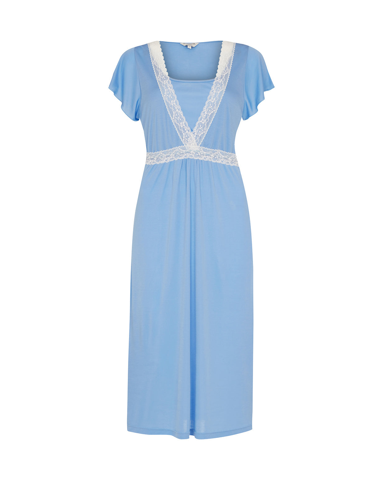 The Sleep Collection   Sky Blue Maternity Nursing Nightdress with Soft Lace Trim |