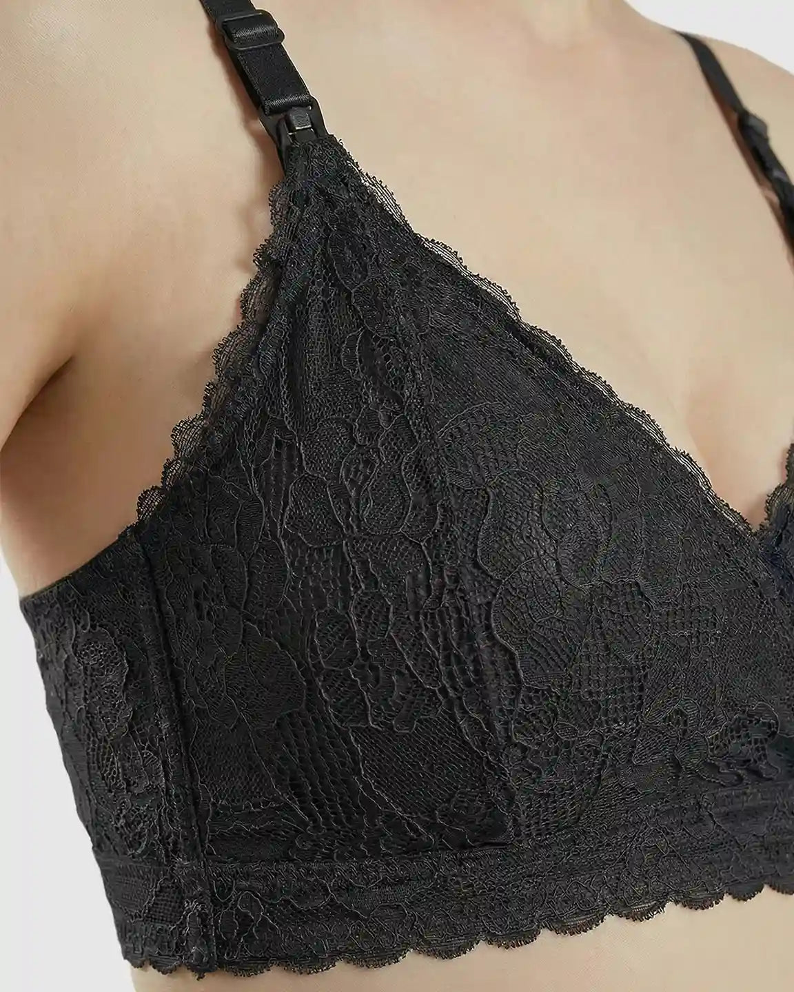 Bump Society – The Nursing Collection: Wire-Free Embroidered Lace Nursing Bra