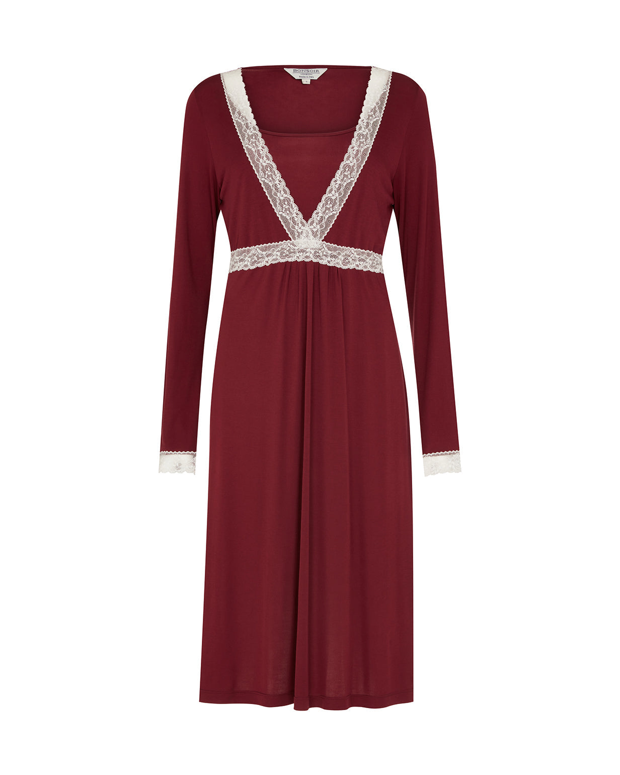 The Sleep Collection  Berry Red Nightdress with Lace Trim & Nursing Access