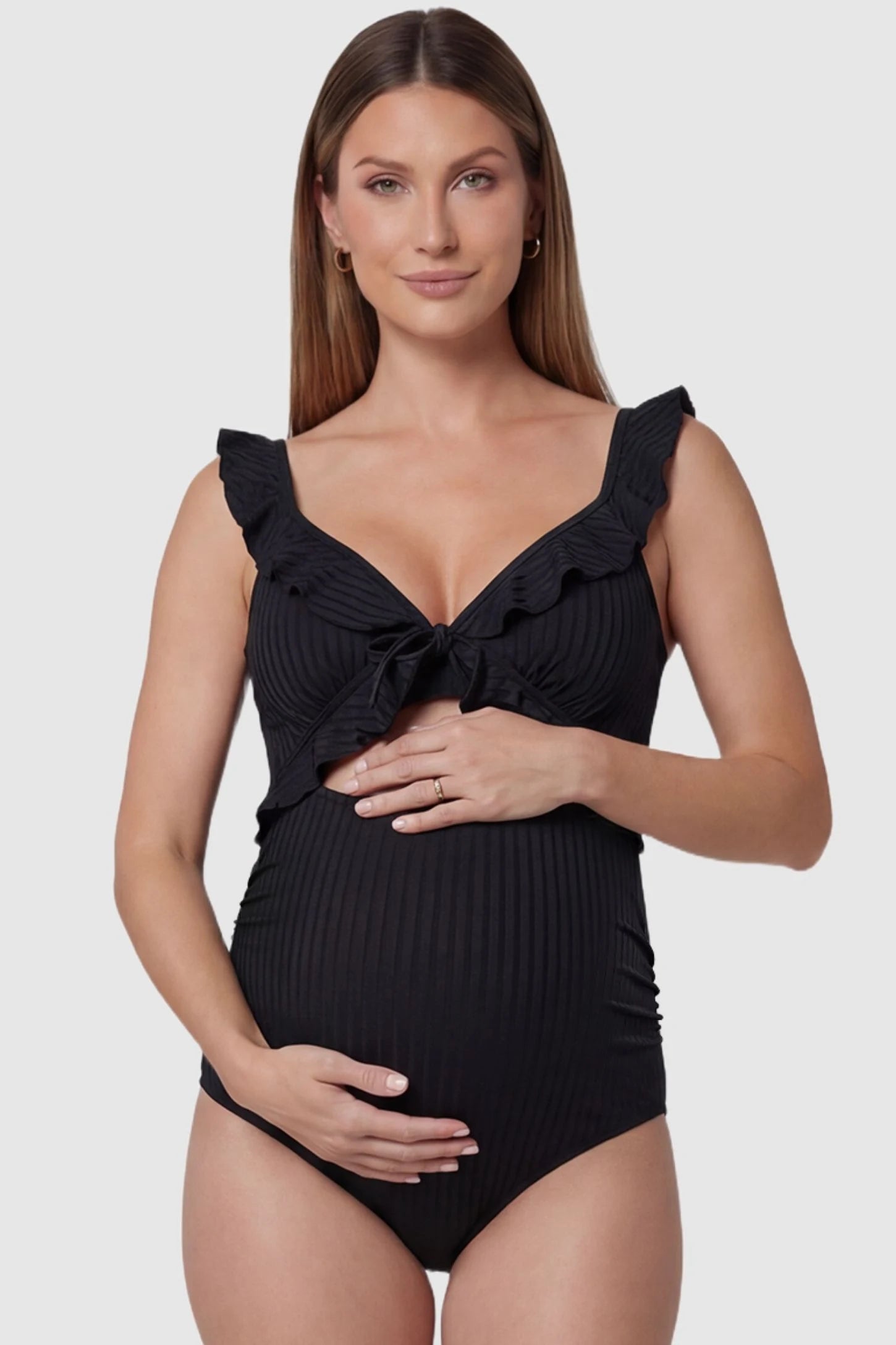 Megan | Comfortable Ribbed Maternity Swimwear for Beach and Pool 0