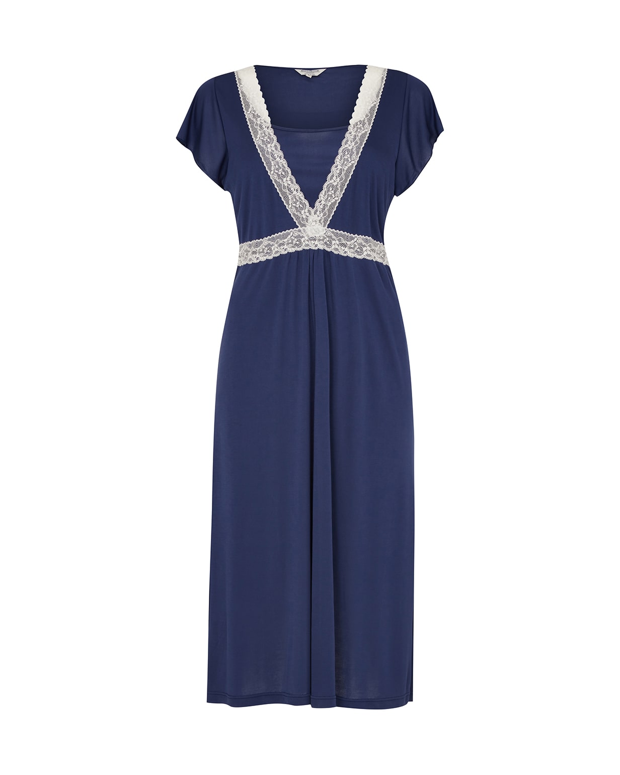 The Sleep Collection  Navy Nursing Nightdress With Lace Trim