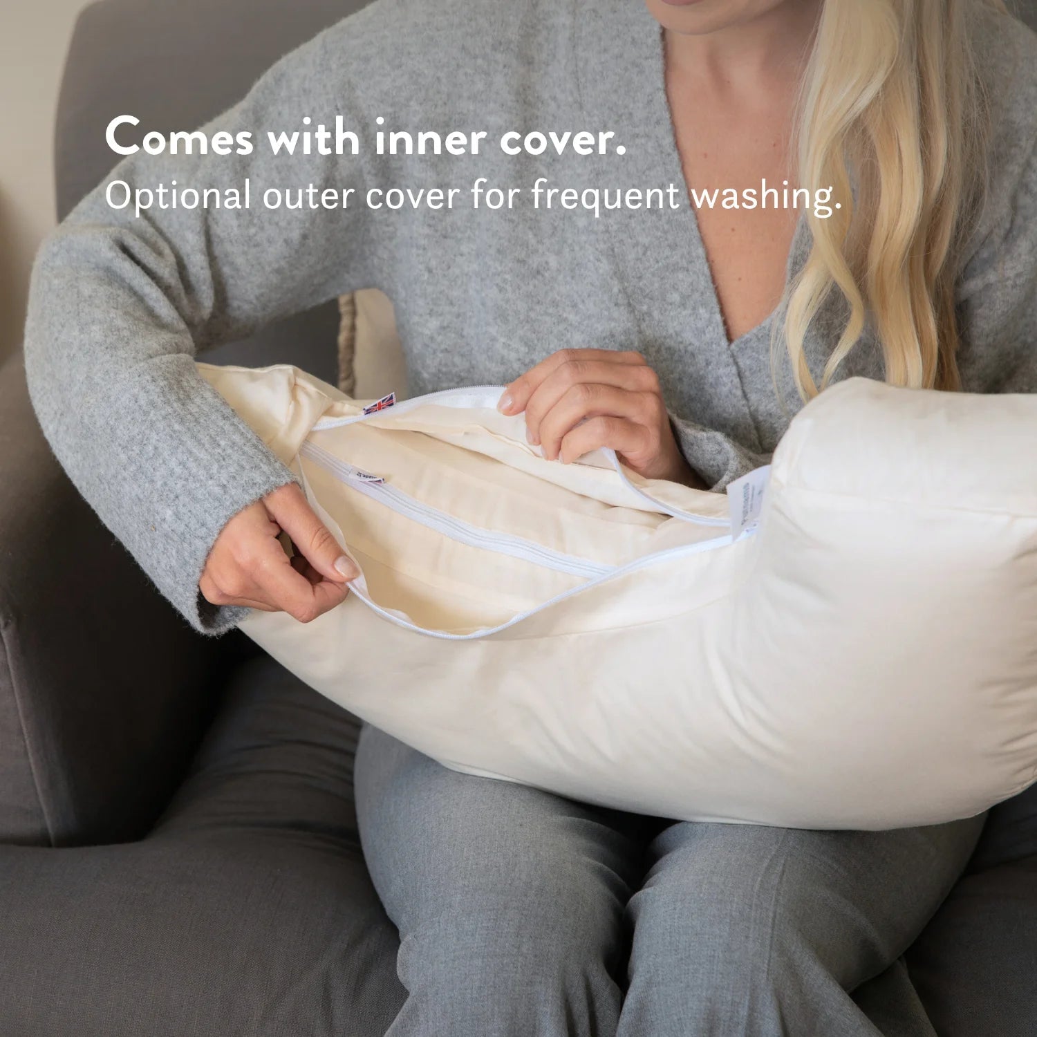 Olivia Nursing Pillow | Organic Cotton & British Wool, Best Breastfeeding Support 6
