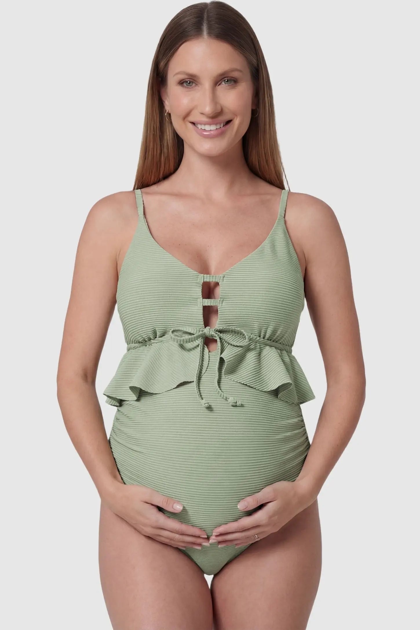 Sophia | Stylish Mint Green Halter Neck Maternity Swimsuit 0