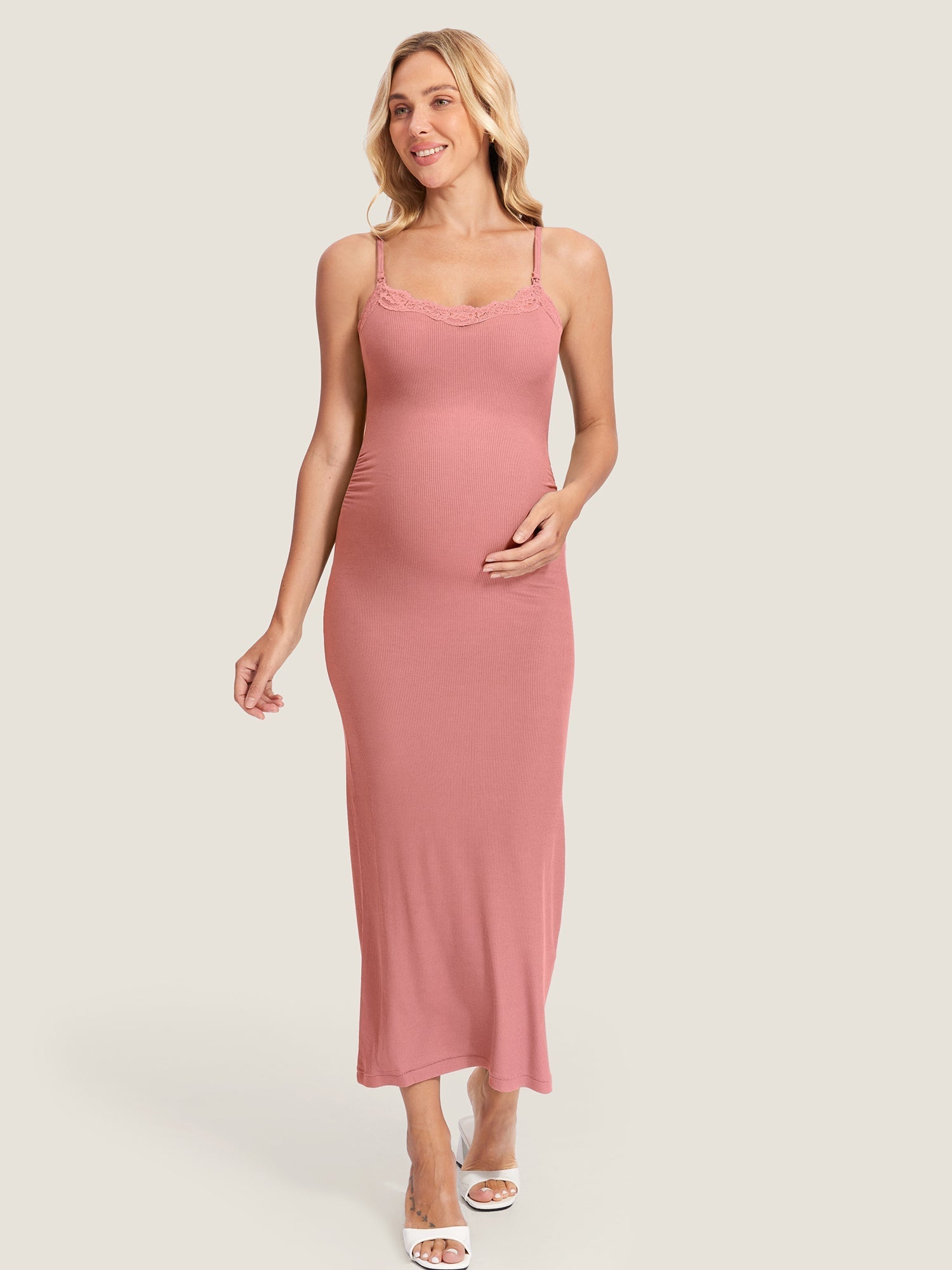 Sophie | Elegant White Maternity Nursing Dress for Photoshoots 10