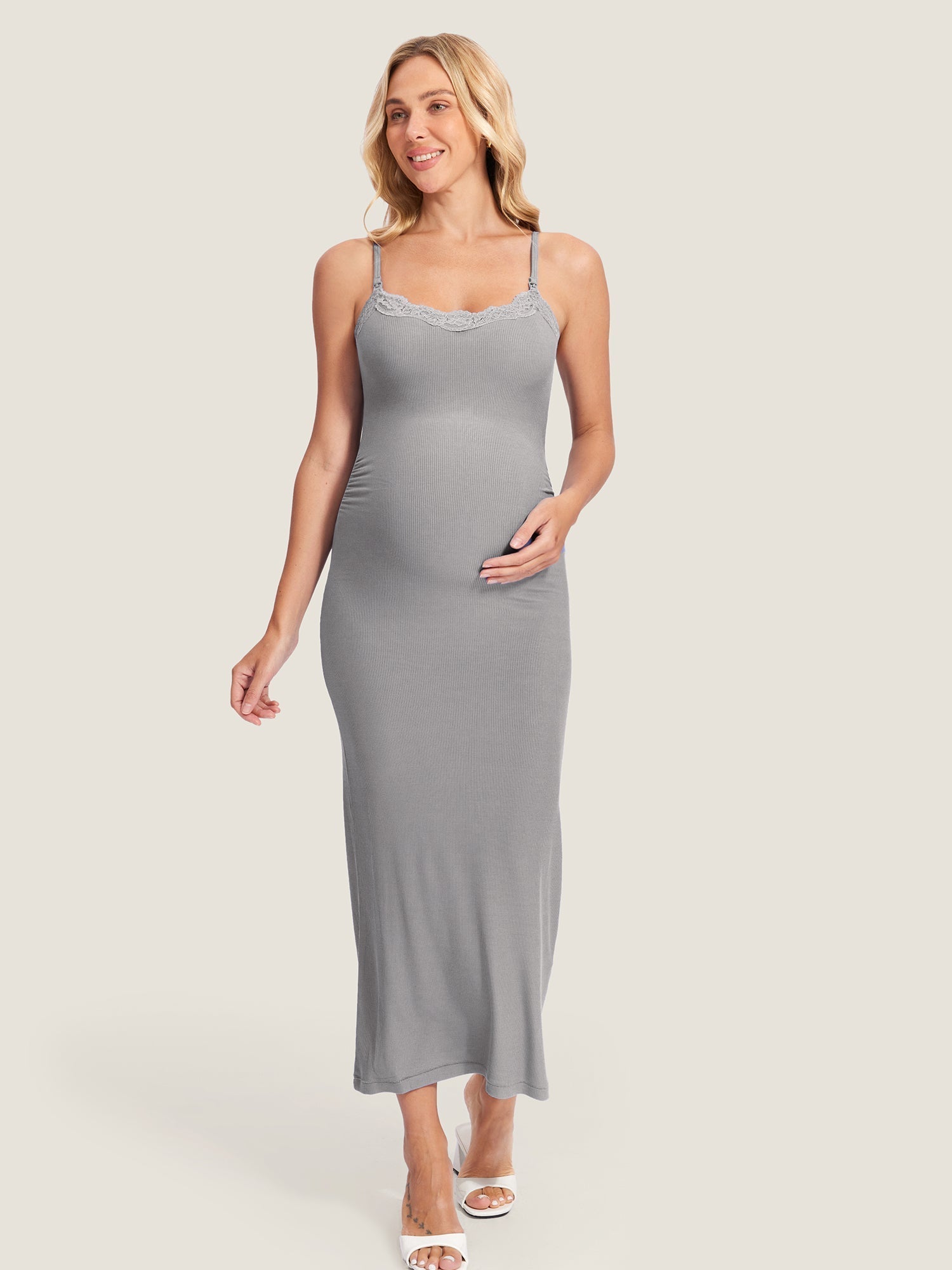 Sophie | Elegant White Maternity Nursing Dress for Photoshoots 13