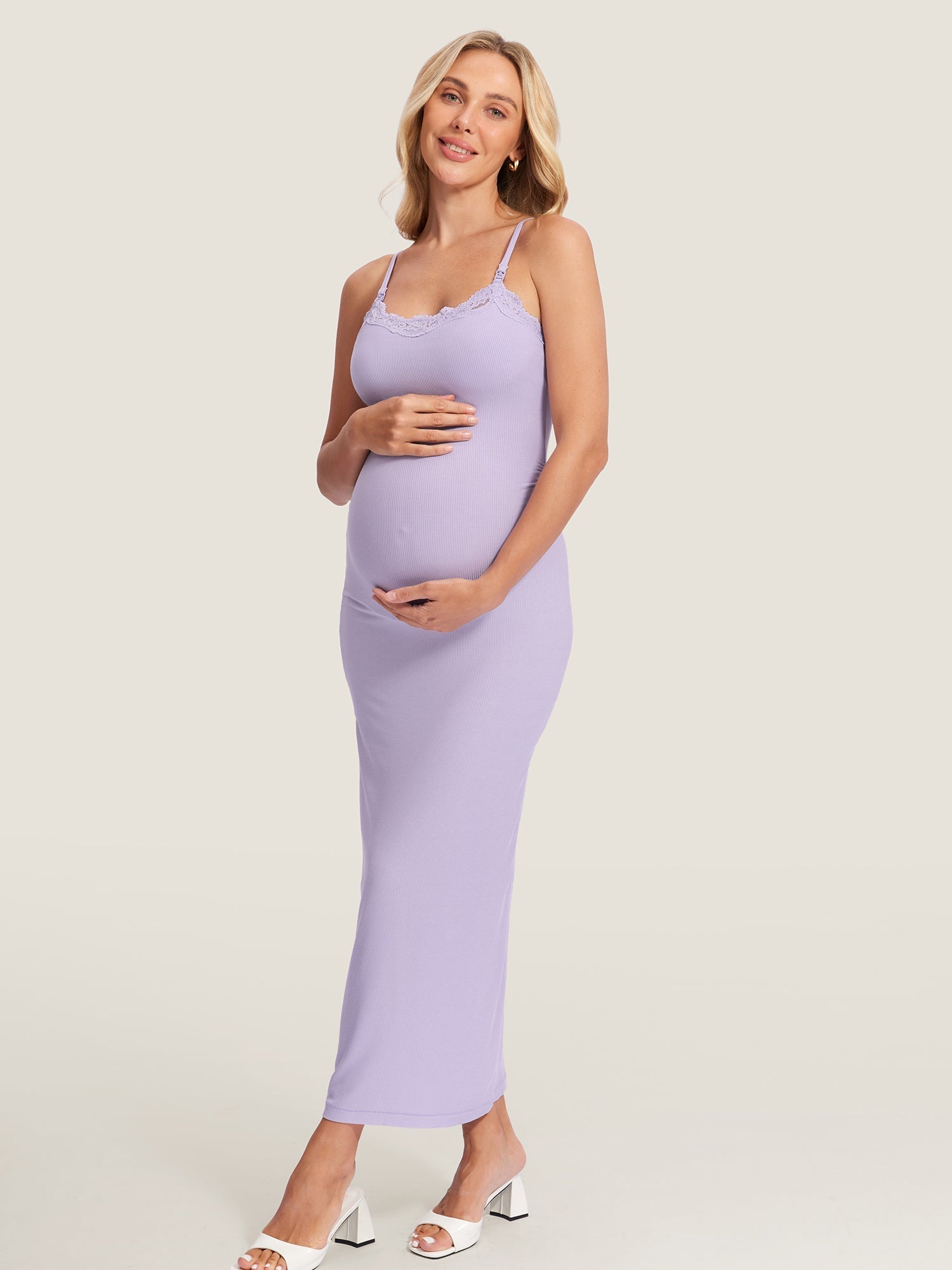 Sophie | Elegant White Maternity Nursing Dress for Photoshoots 14