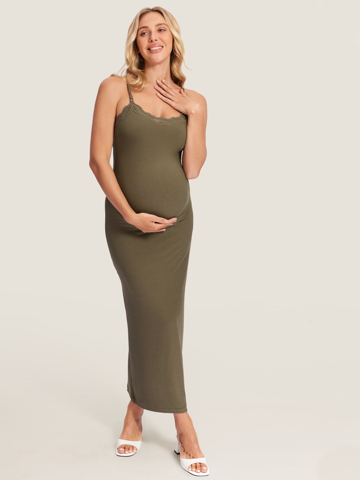 Sophie | Elegant White Maternity Nursing Dress for Photoshoots 5