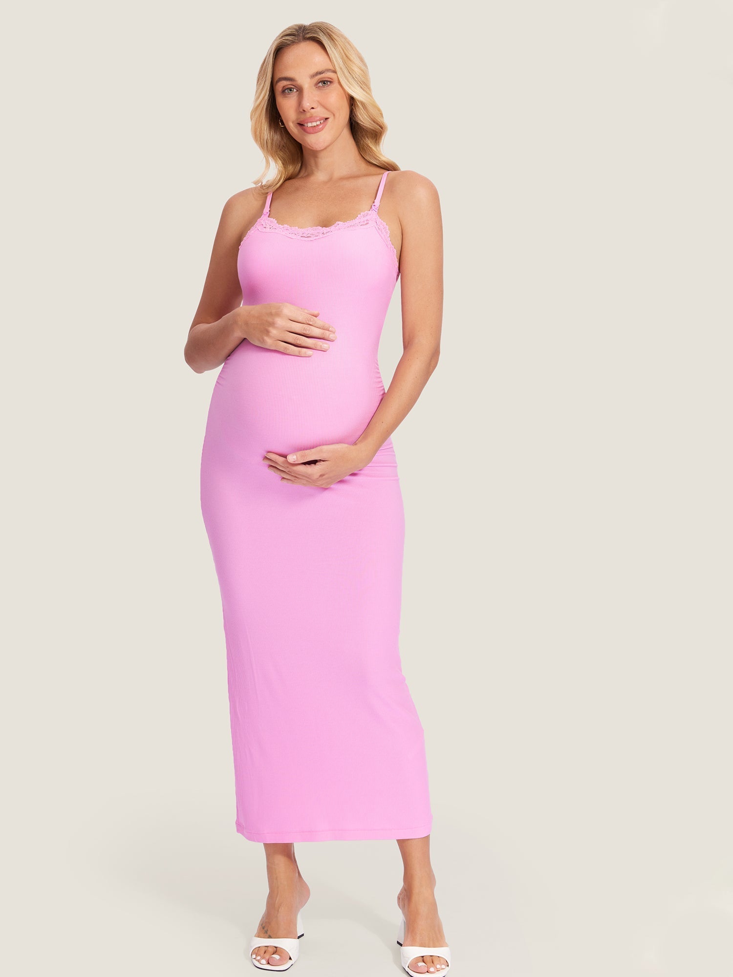Sophie | Elegant White Maternity Nursing Dress for Photoshoots 9