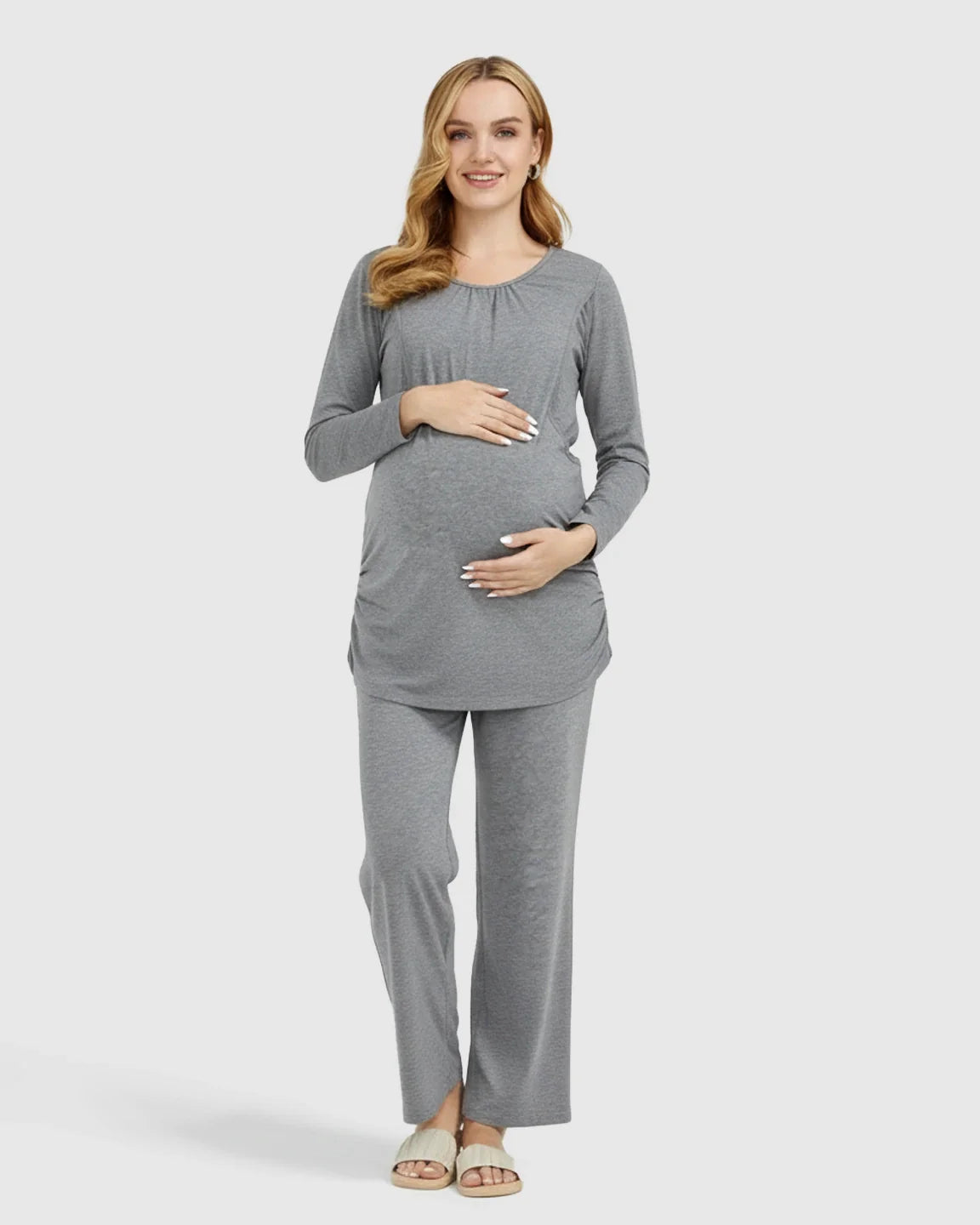 Bump Society – The Nursing Collection: Hidden Nursing Access Long Sleeve Maternity Lounge Set