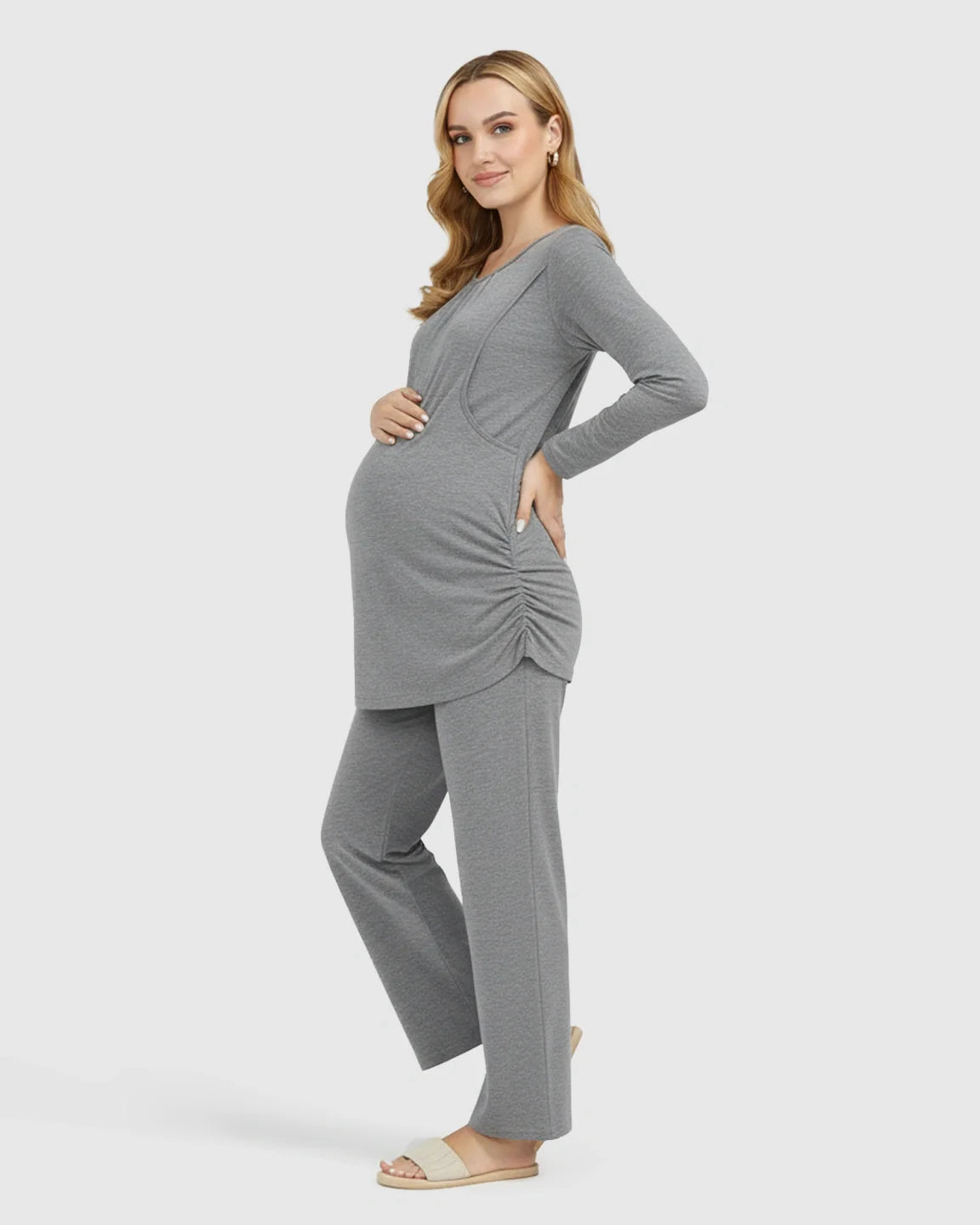 Bump Society – The Nursing Collection: Hidden Nursing Access Long Sleeve Maternity Lounge Set