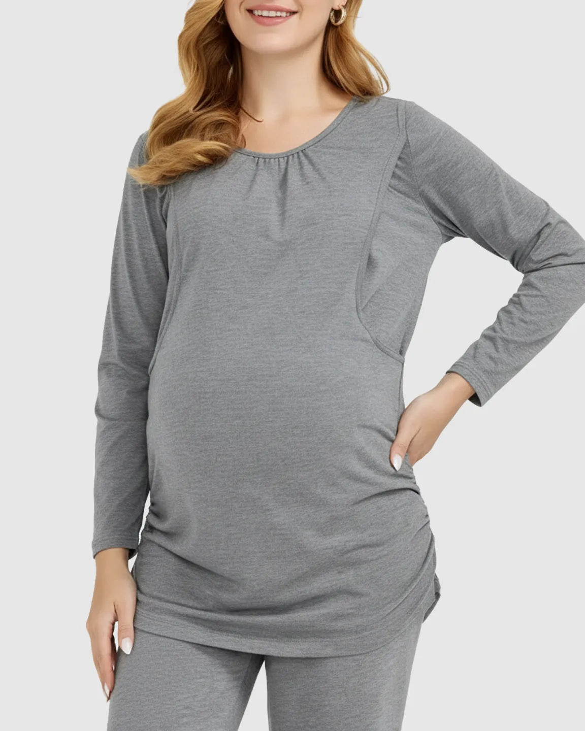 Bump Society – The Nursing Collection: Hidden Nursing Access Long Sleeve Maternity Lounge Set