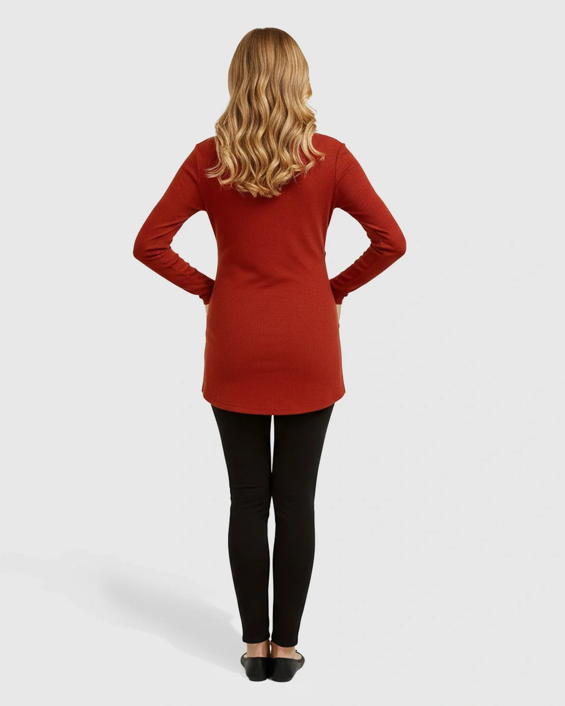 The Nursing Collection  Side-Pleated Button Detail Long Sleeve Maternity Nursing Top
