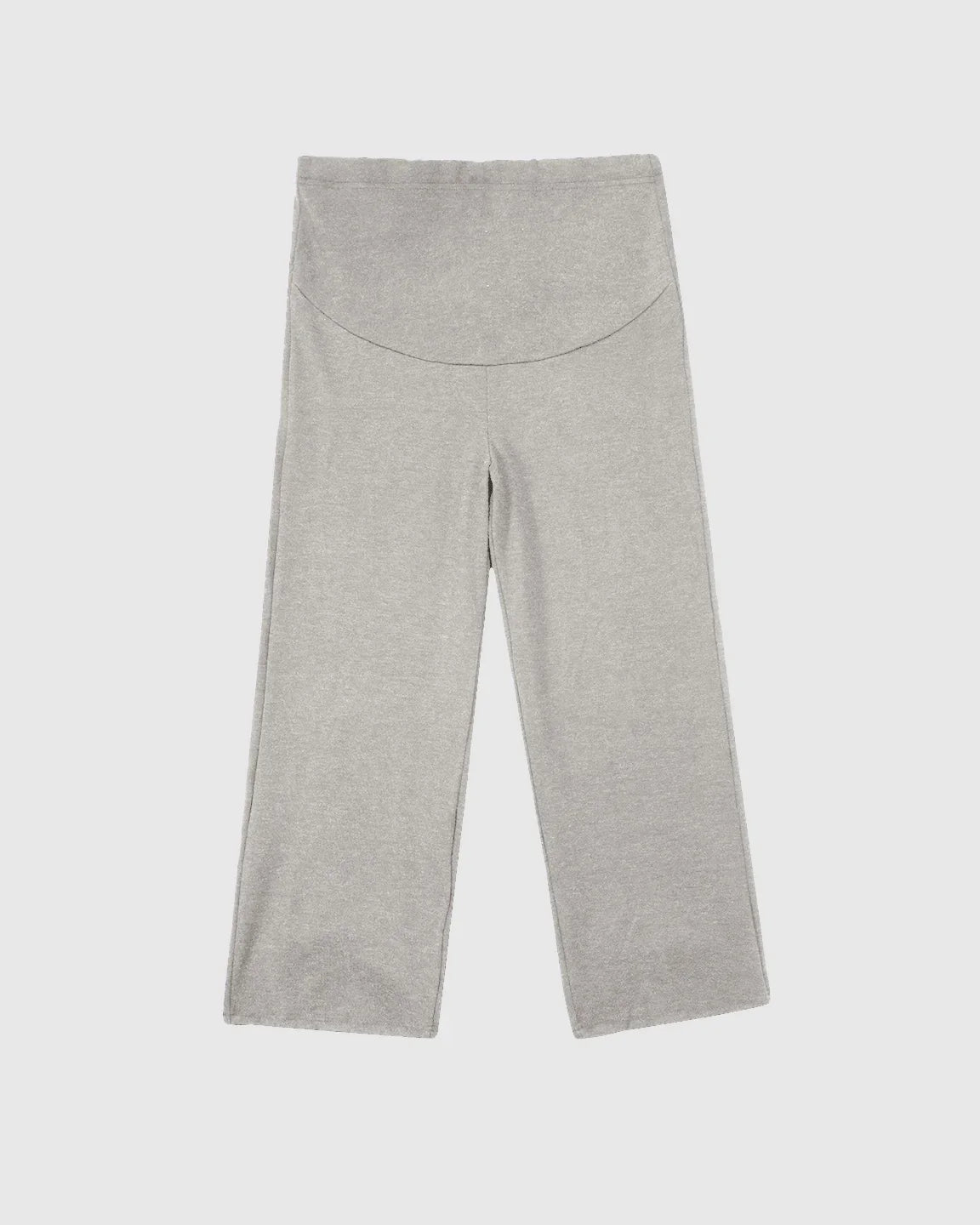 Gray Comfort Fit Maternity Pants with elastic waist and over-belly support, loose fit.