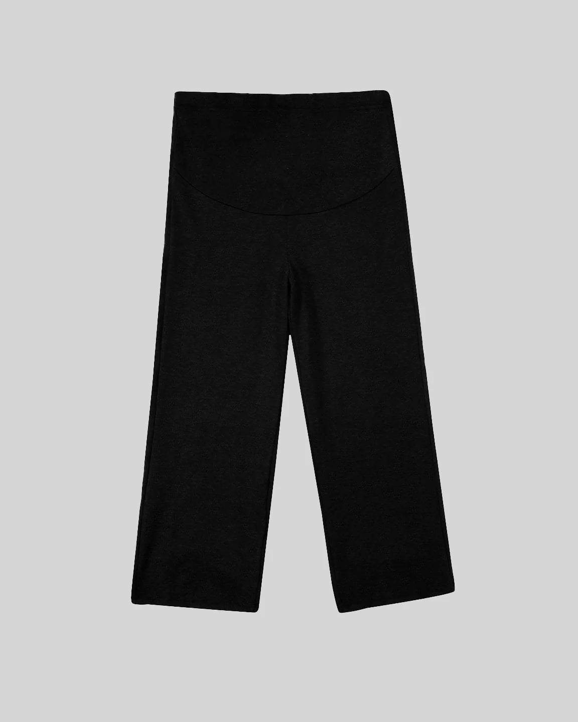 Black Comfort Fit Elastic Waist Maternity Pants with over-the-belly support.