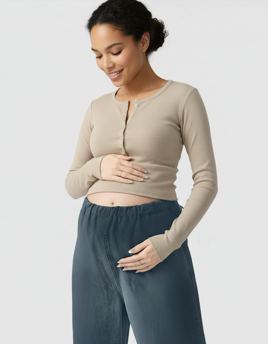 Bump Society – The Comfort Collection: Adjustable Waist Wide-Leg Maternity Denim Pants-Bump Society