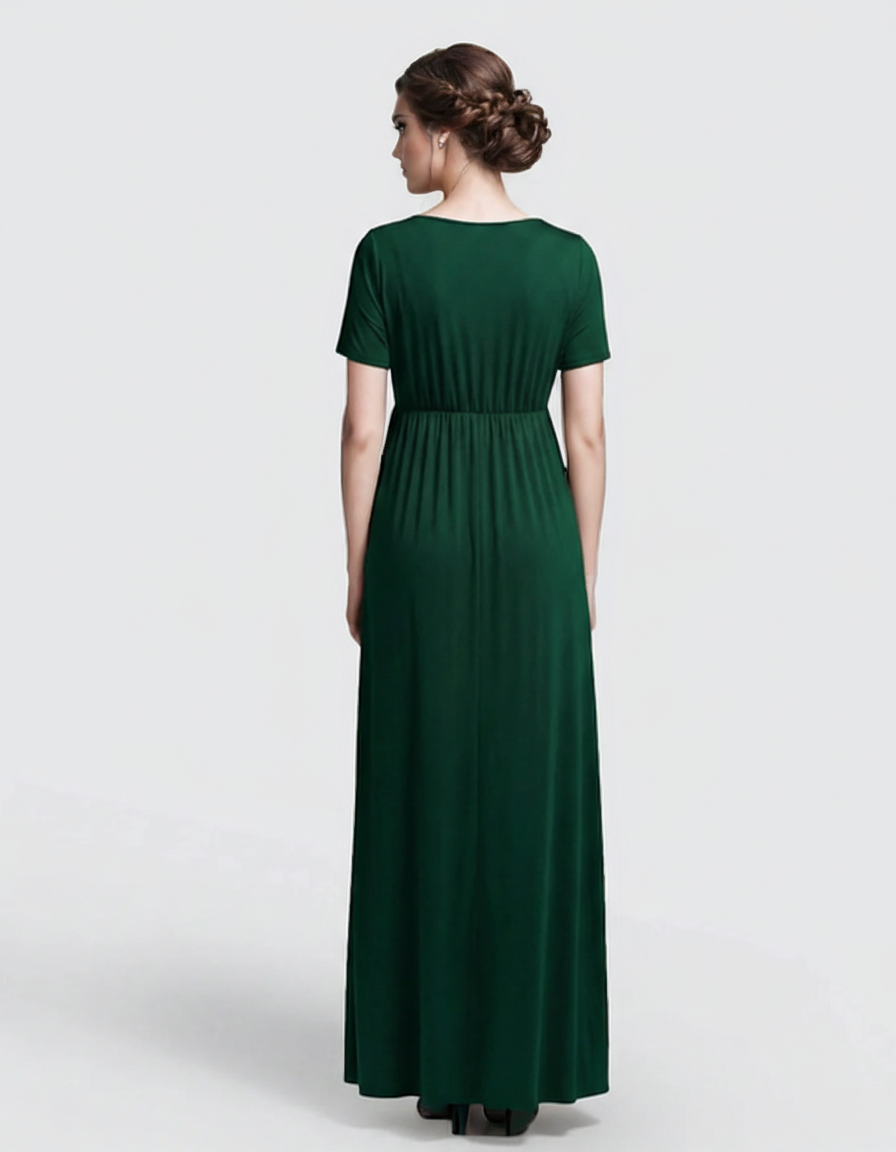 Bump Society – The Comfort Collection: Crossover V-Neck Flowy Silhouette Maternity Maxi Dress-Bump Society