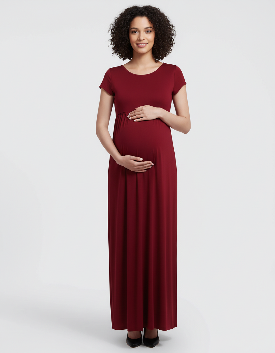 Bump Society – The Comfort Collection: Crossover V-Neck Flowy Silhouette Maternity Maxi Dress-Bump Society