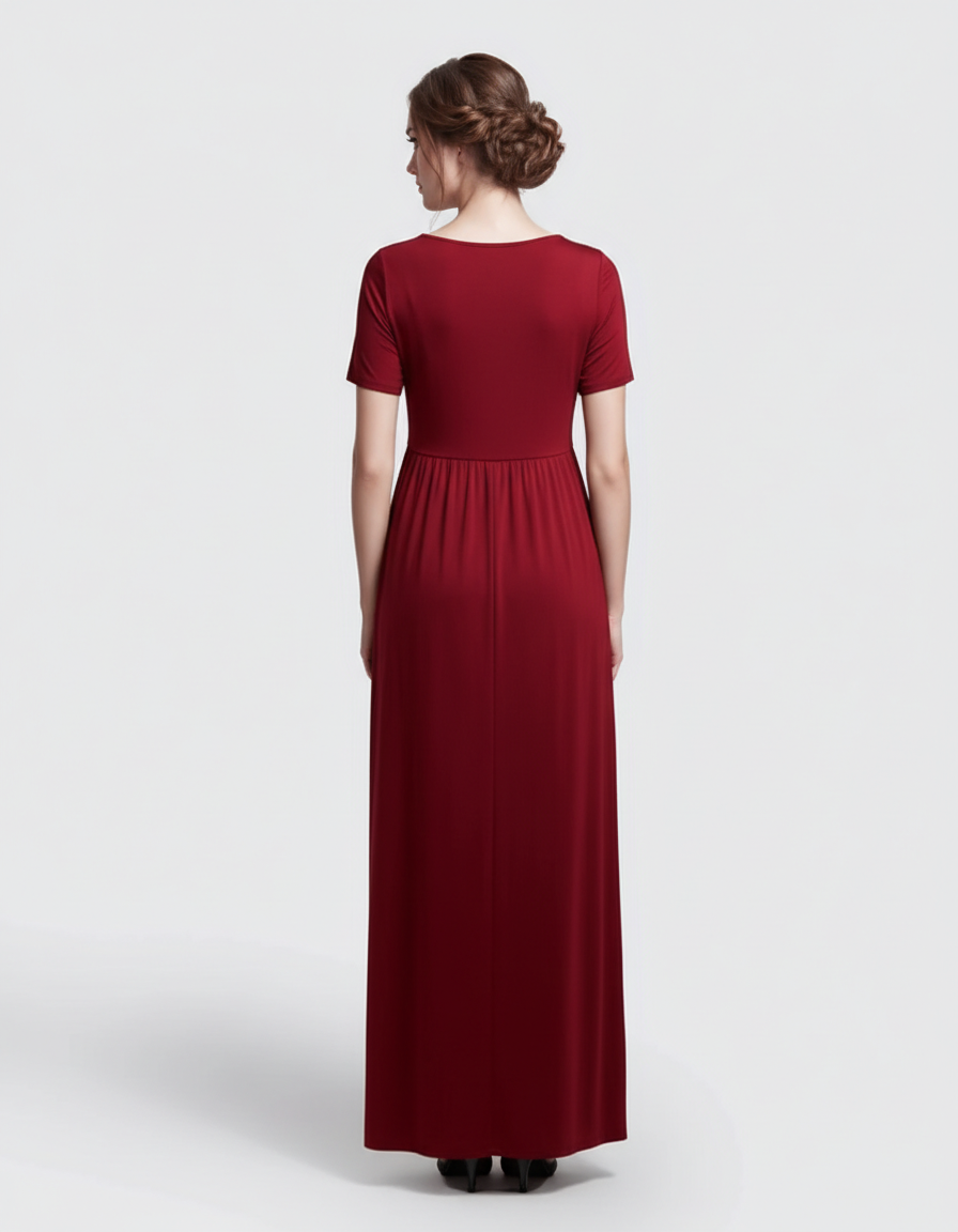 Bump Society – The Comfort Collection: Crossover V-Neck Flowy Silhouette Maternity Maxi Dress-Bump Society