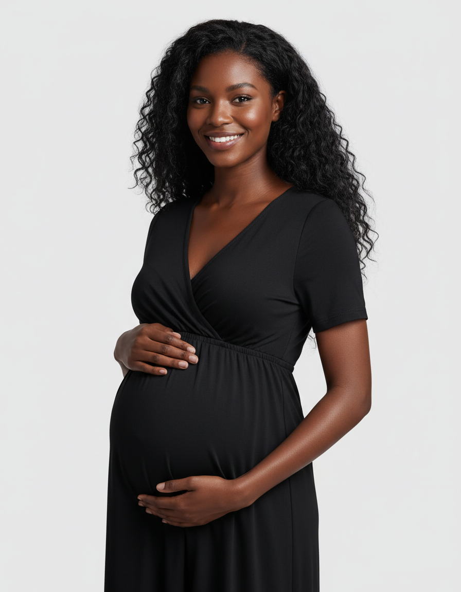 Bump Society – The Comfort Collection: Crossover V-Neck Flowy Silhouette Maternity Maxi Dress-Bump Society