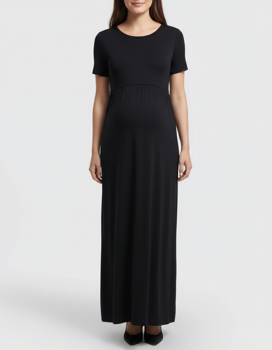 Bump Society – The Comfort Collection: Crossover V-Neck Flowy Silhouette Maternity Maxi Dress-Bump Society