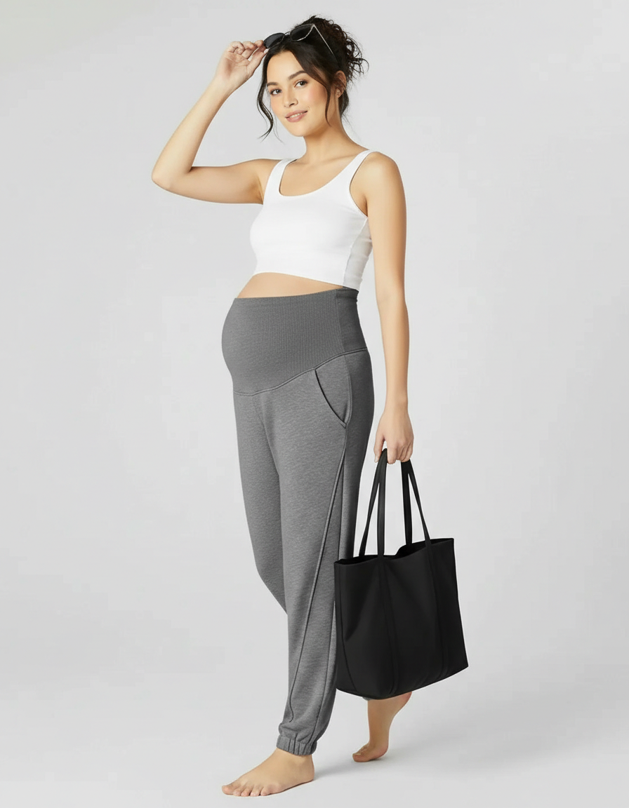 Bump Society – The Comfort Collection: Cuffed Ankle Casual Maternity Joggers-Bump Society