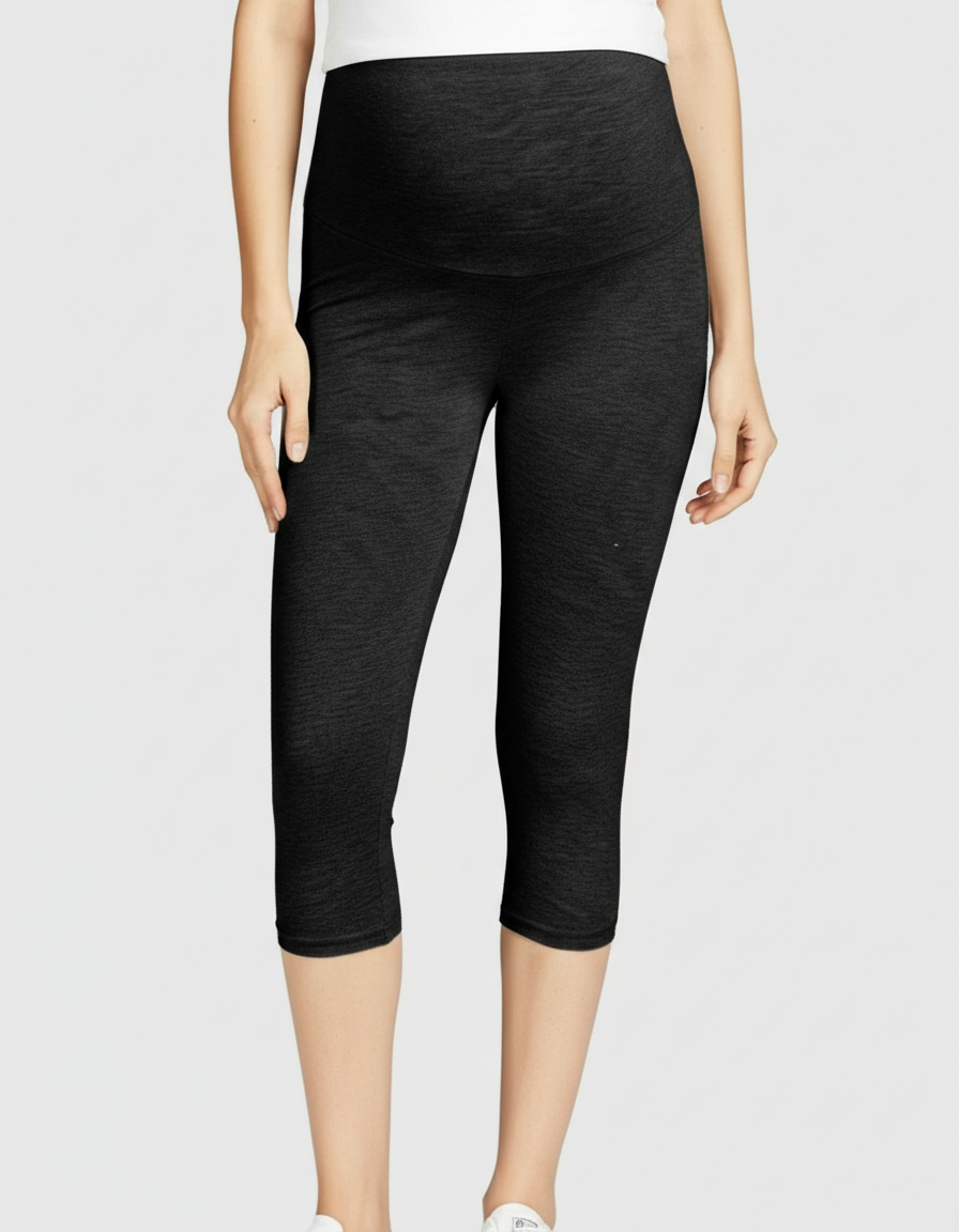Bump Society – The Comfort Collection: Elastic High Waist Seven Point Maternity Pants-Bump Society