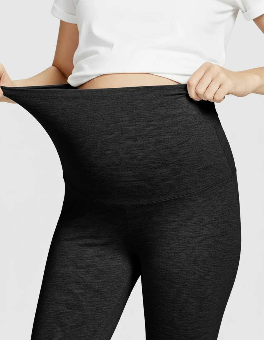 Bump Society – The Comfort Collection: Elastic High Waist Seven Point Maternity Pants-Bump Society
