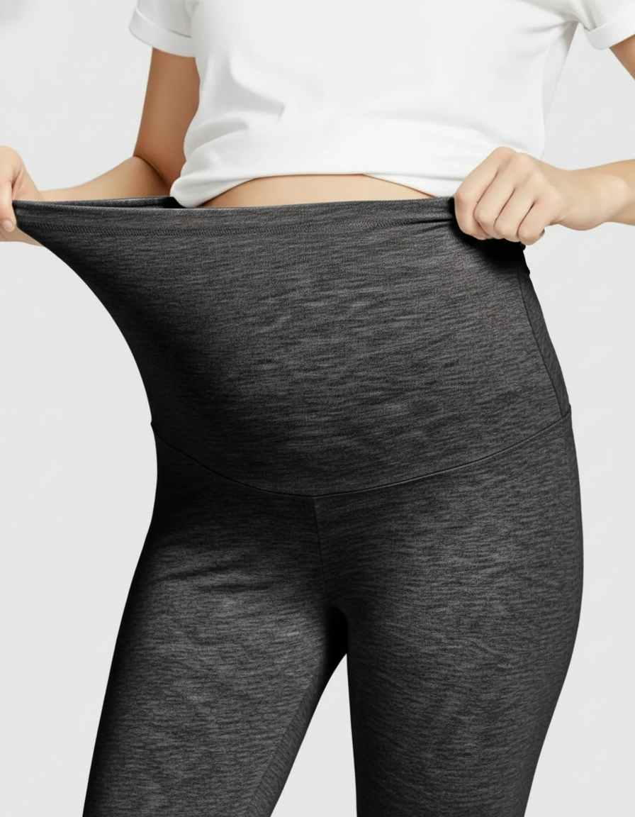 Bump Society – The Comfort Collection: Elastic High Waist Seven Point Maternity Pants-Bump Society