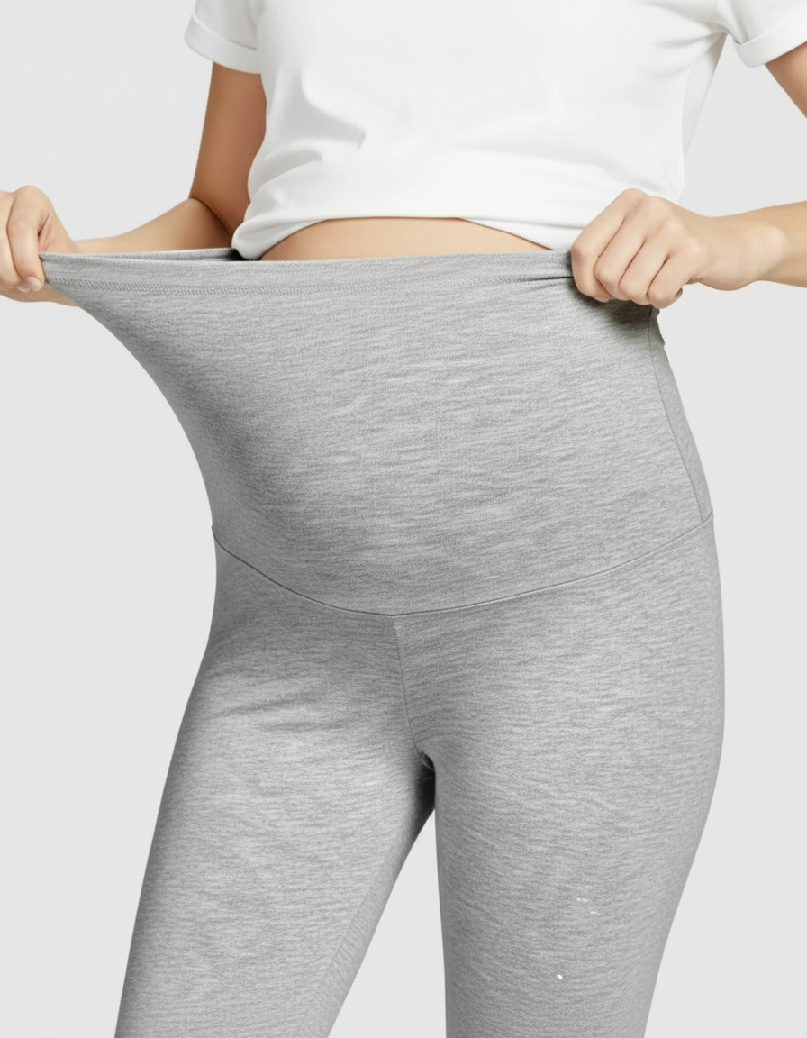Bump Society – The Comfort Collection: Elastic High Waist Seven Point Maternity Pants-Bump Society