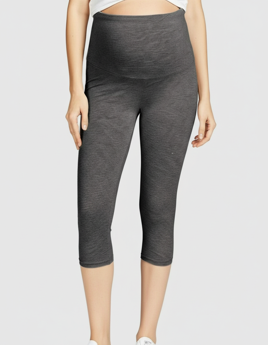 Bump Society – The Comfort Collection: Elastic High Waist Seven Point Maternity Pants-Bump Society