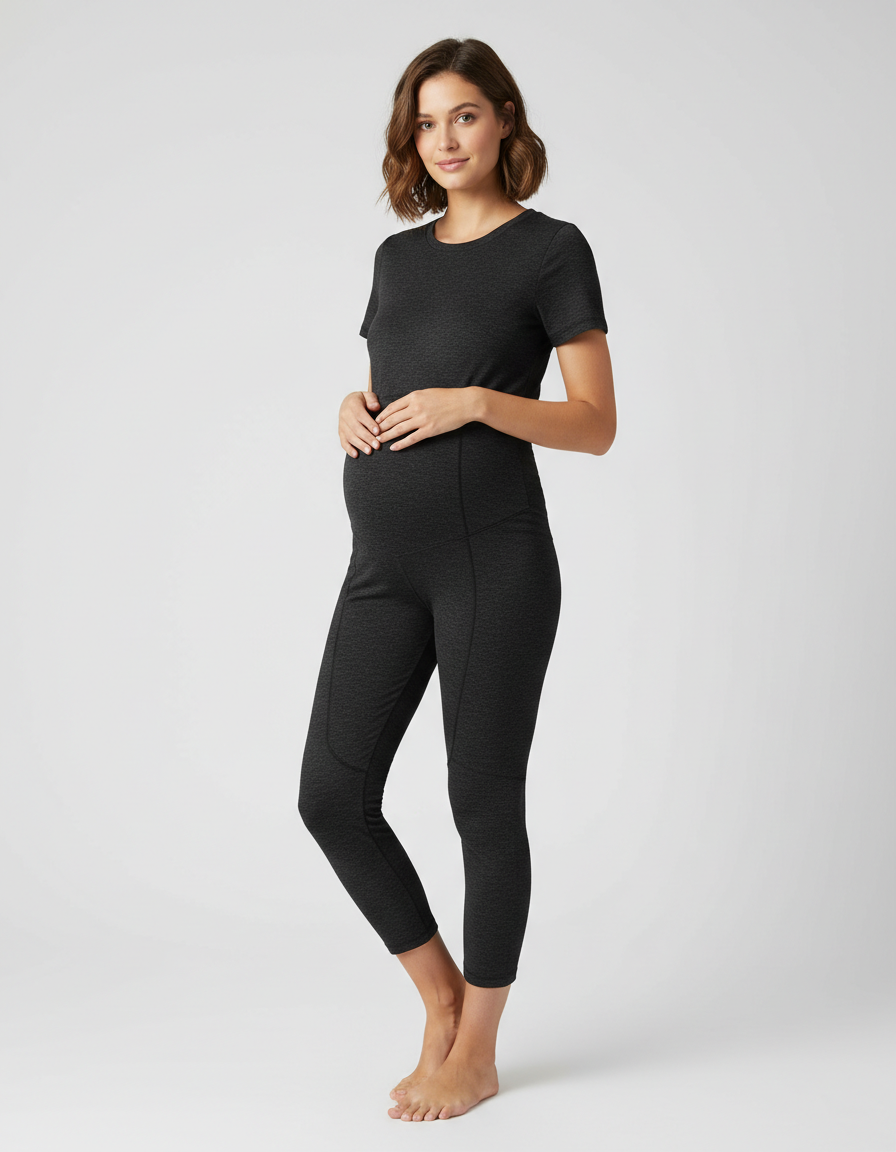 Bump Society – The Comfort Collection: Elastic High Waist Seven Point Maternity Pants-Bump Society