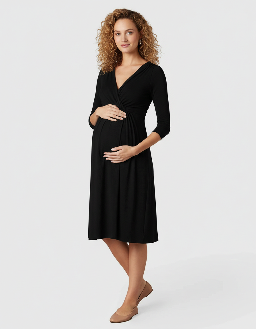 Bump Society – The Comfort Collection: Elbow Length Sleeves Casual Maternity Dress-Bump Society