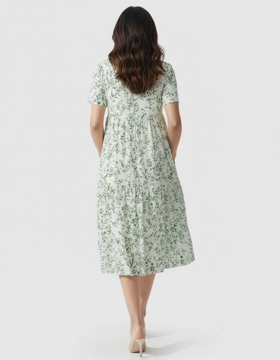 Bump Society – The Comfort Collection: Empire Waist Tiered Maternity Midi Dress-Bump Society