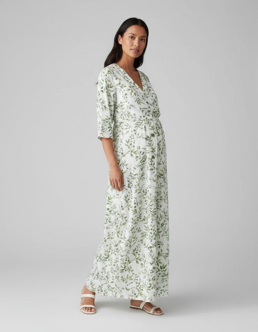 Bump Society – The Comfort Collection: Empire Waist Tiered Maternity Midi Dress-Bump Society