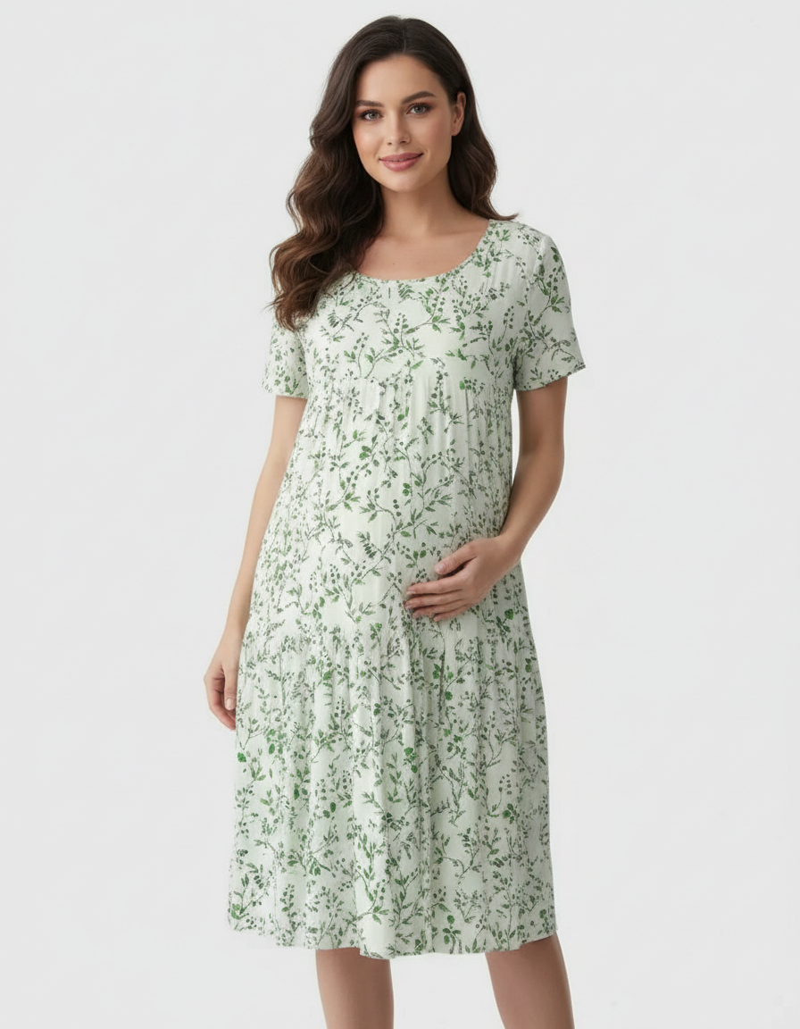 Bump Society – The Comfort Collection: Empire Waist Tiered Maternity Midi Dress-Bump Society