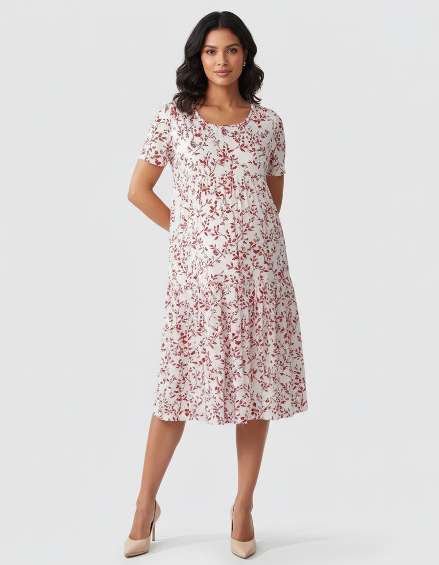 Bump Society – The Comfort Collection: Empire Waist Tiered Maternity Midi Dress-Bump Society