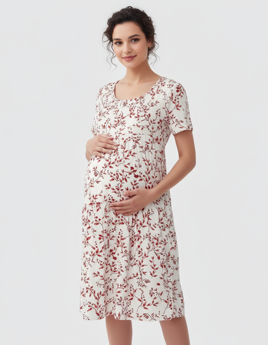 Bump Society – The Comfort Collection: Empire Waist Tiered Maternity Midi Dress-Bump Society