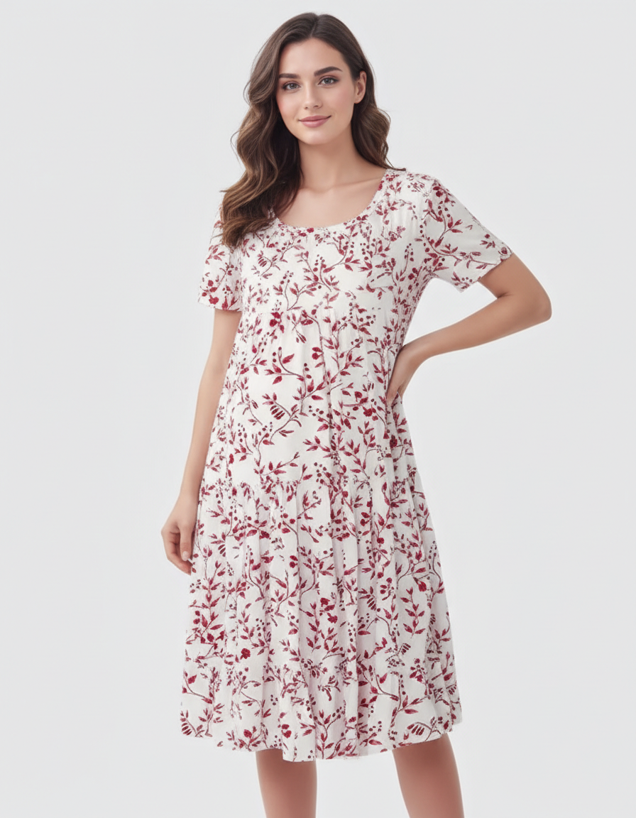 Bump Society – The Comfort Collection: Empire Waist Tiered Maternity Midi Dress-Bump Society