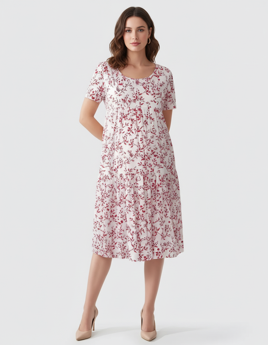 Bump Society – The Comfort Collection: Empire Waist Tiered Maternity Midi Dress-Bump Society