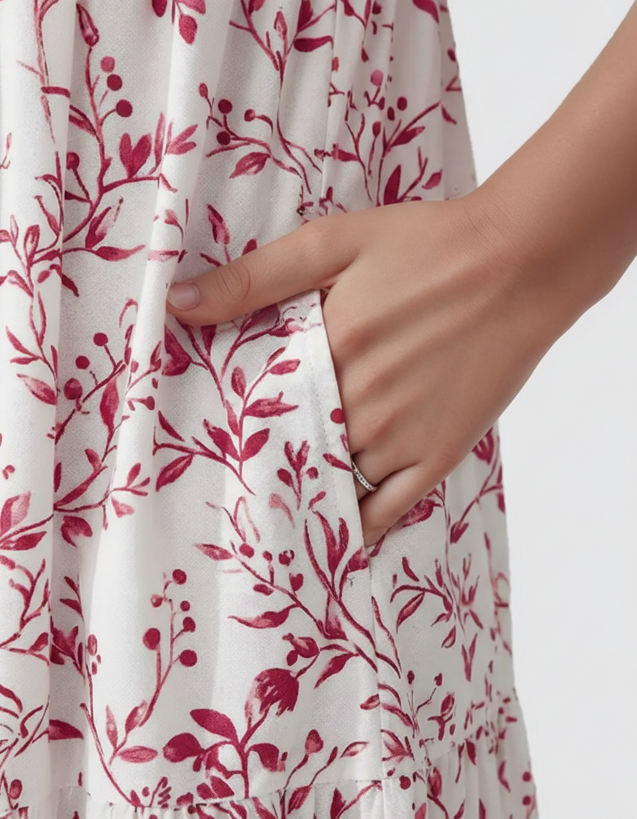 Bump Society – The Comfort Collection: Empire Waist Tiered Maternity Midi Dress-Bump Society