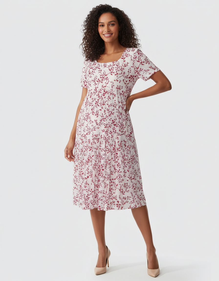 Bump Society – The Comfort Collection: Empire Waist Tiered Maternity Midi Dress-Bump Society
