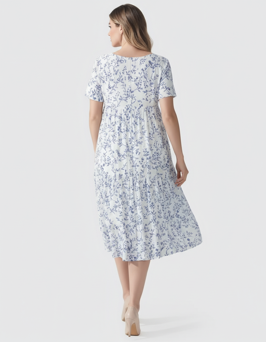 Bump Society – The Comfort Collection: Empire Waist Tiered Maternity Midi Dress-Bump Society