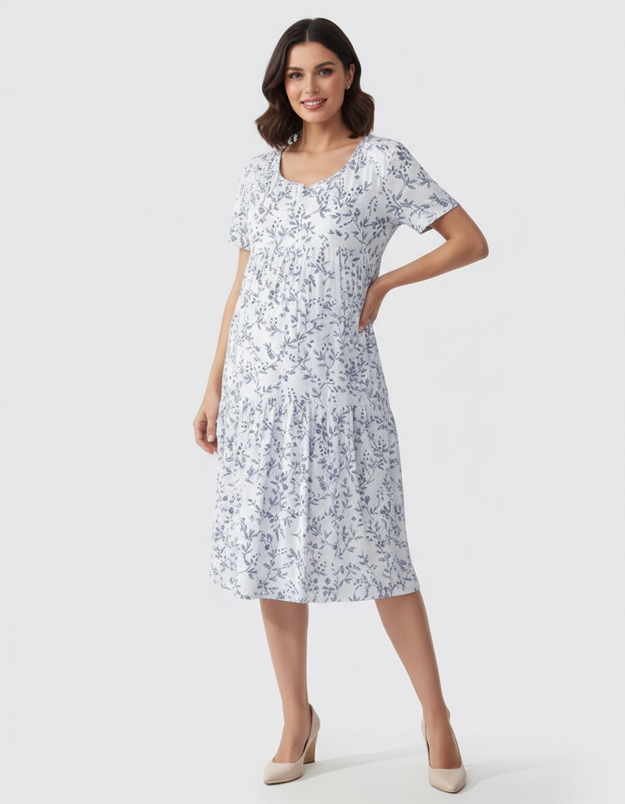 Bump Society – The Comfort Collection: Empire Waist Tiered Maternity Midi Dress-Bump Society