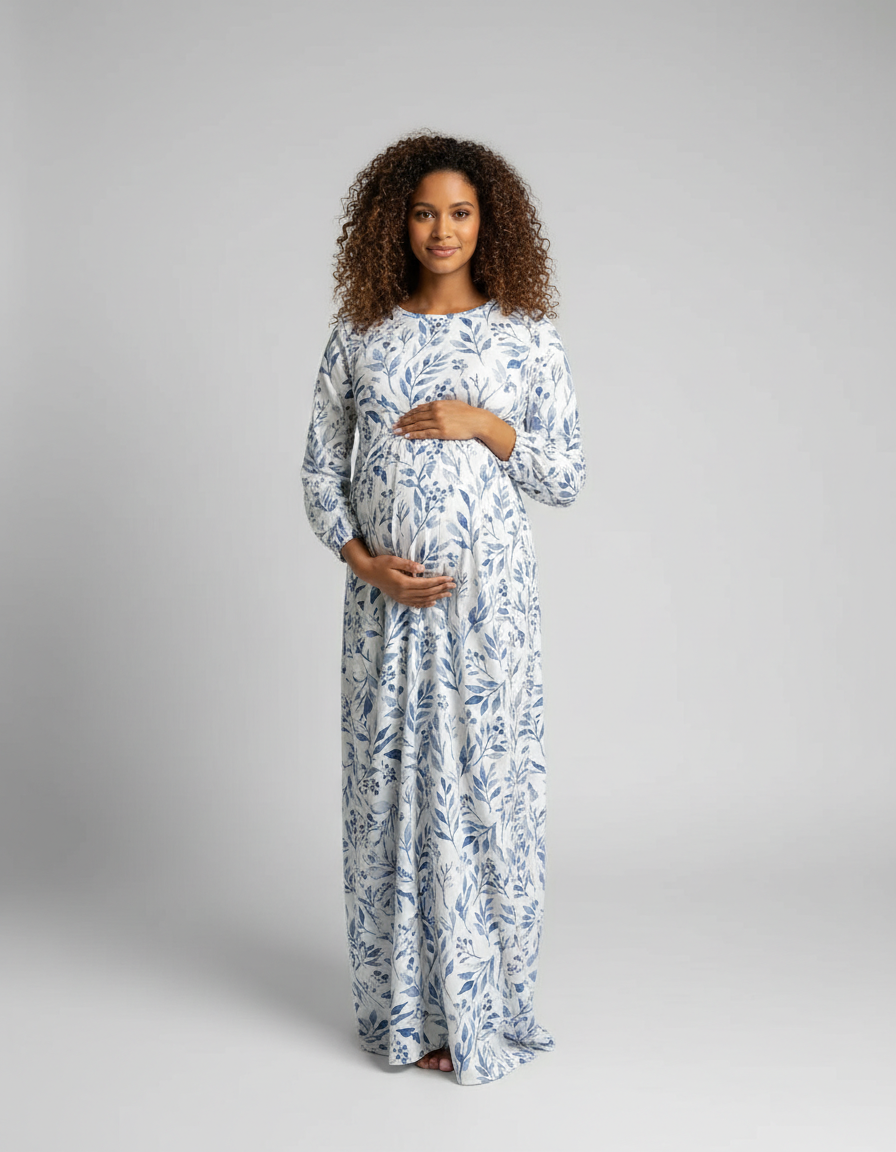Bump Society – The Comfort Collection: Empire Waist Tiered Maternity Midi Dress-Bump Society