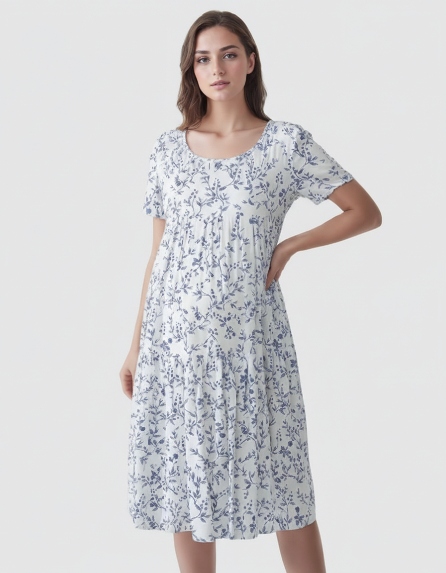 Bump Society – The Comfort Collection: Empire Waist Tiered Maternity Midi Dress-Bump Society