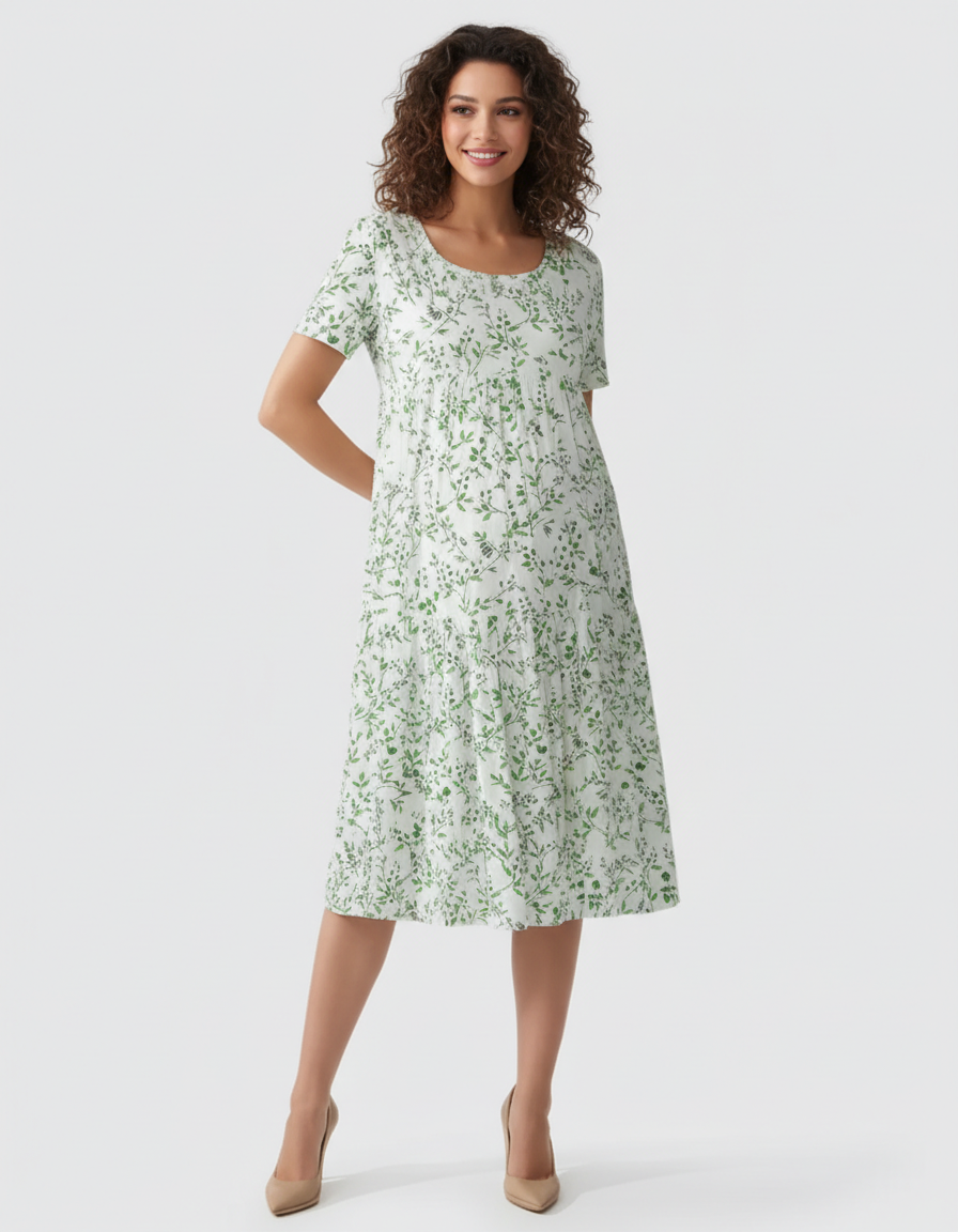 Bump Society – The Comfort Collection: Empire Waist Tiered Maternity Midi Dress-Bump Society